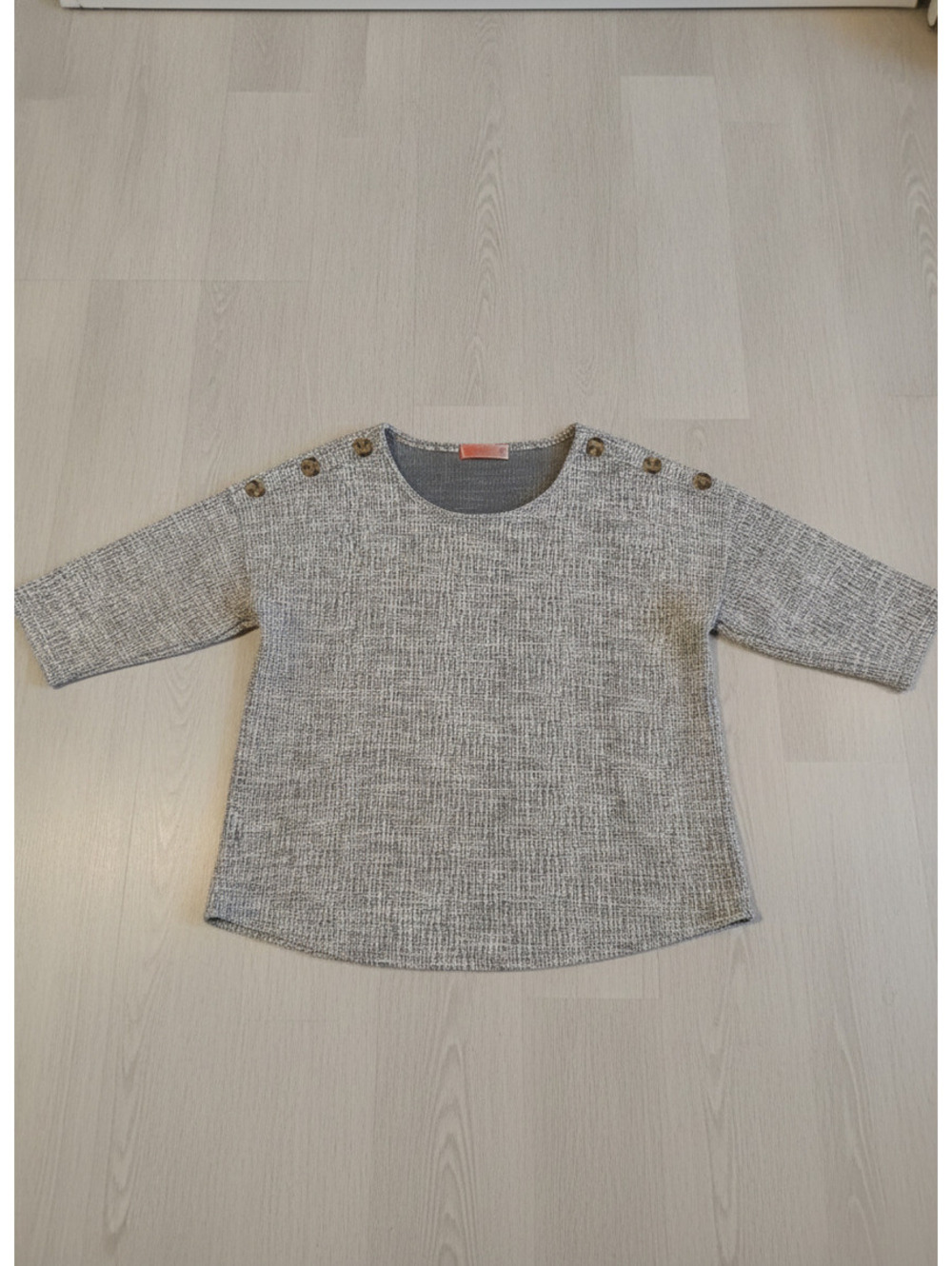 Simply Scarlett Gray White Textured Knit Boat Neck Tunic Top XL
